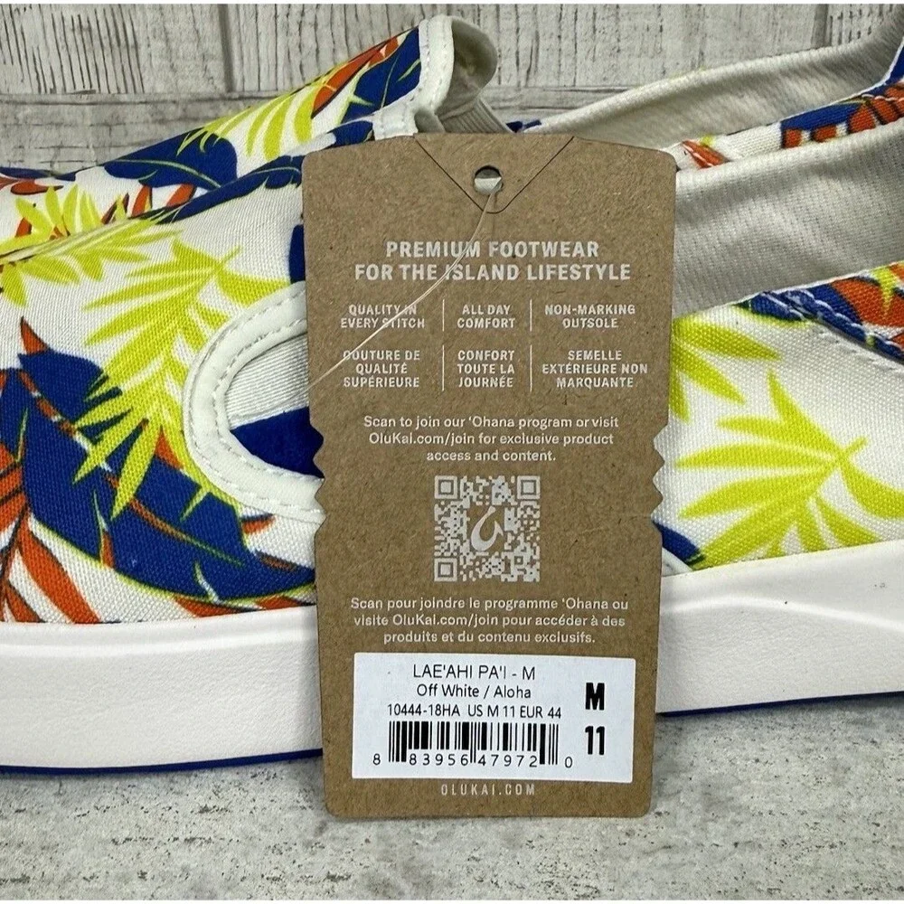 Olukai Lae'ahi Pa'I Slip-On Sneaker Men's Size 11 Surfer Off White Aloha Tropic